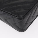 CHANEL Chain V Stitch Shoulder Bag Caviar Skin Black Gold CC Auth 146083AV-17