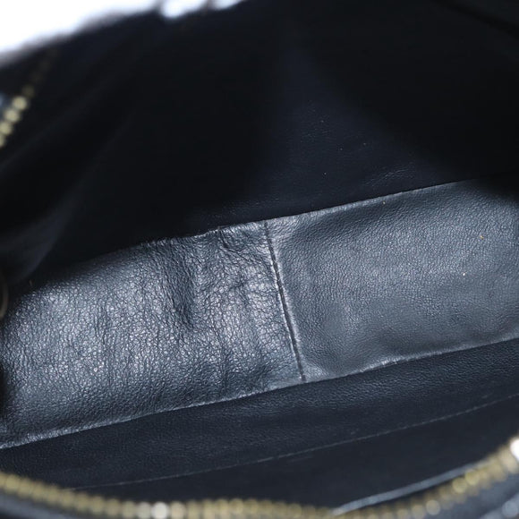 CHANEL Chain V Stitch Shoulder Bag Caviar Skin Black Gold CC Auth 146083AV