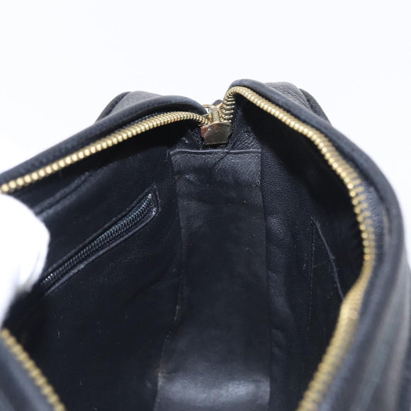 CHANEL Chain V Stitch Shoulder Bag Caviar Skin Black Gold CC Auth 146083AV