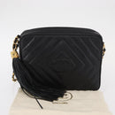 CHANEL Chain V Stitch Shoulder Bag Caviar Skin Black Gold CC Auth 146083AV-12