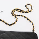 CHANEL Chain V Stitch Shoulder Bag Caviar Skin Black Gold CC Auth 146083AV-14