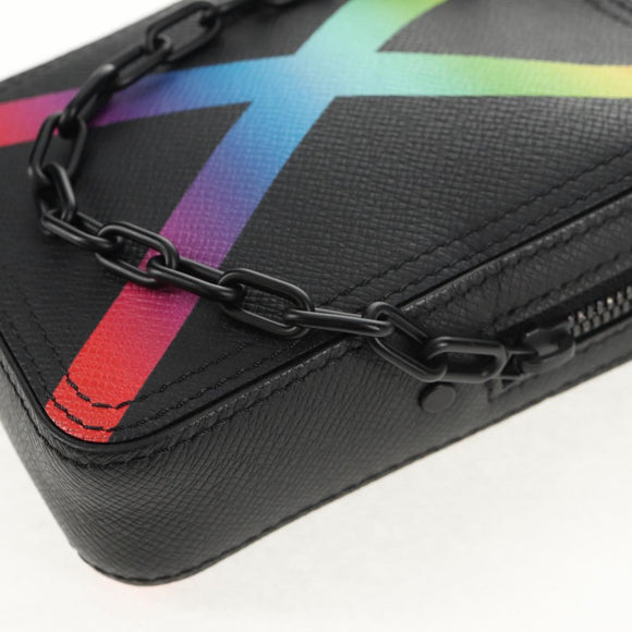 LOUIS VUITTON Taiga Rainbow Danube Messenger Bag Black M30332 LV Auth 146086M