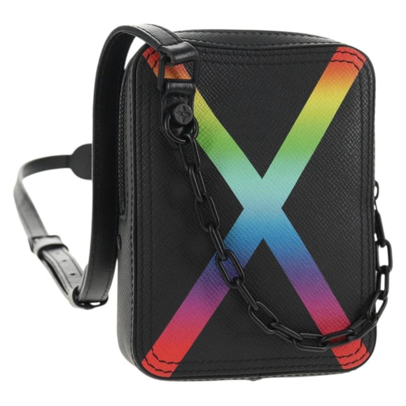 LOUIS VUITTON Taiga Rainbow Danube Messenger Bag Black M30332 LV Auth 146086SAM