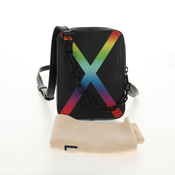 LOUIS VUITTON Taiga Rainbow Danube Messenger Bag Black M30332 LV Auth 146086SAM