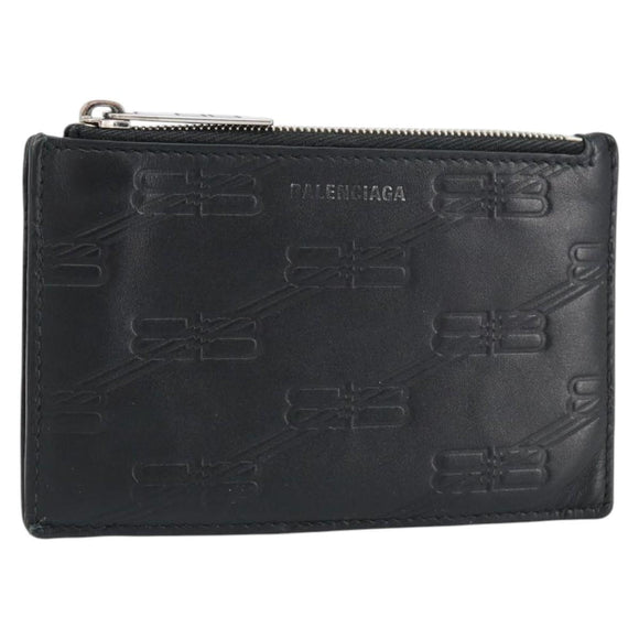 BALENCIAGA Card Case Leather Black 717784 Auth 146092