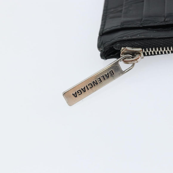 BALENCIAGA Card Case Leather Black 717784 Auth 146092