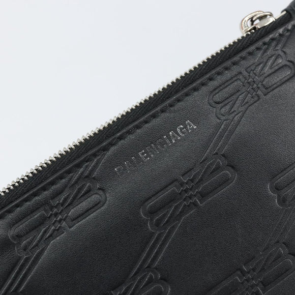 BALENCIAGA Card Case Leather Black 717784 Auth 146092