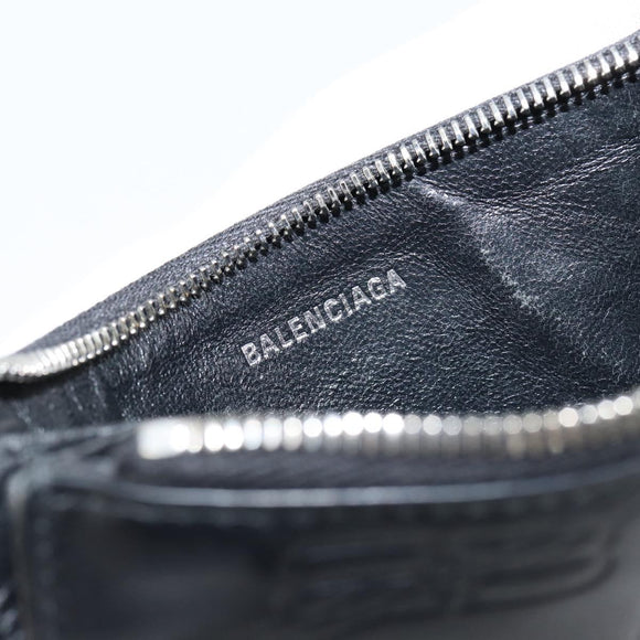BALENCIAGA Card Case Leather Black 717784 Auth 146092