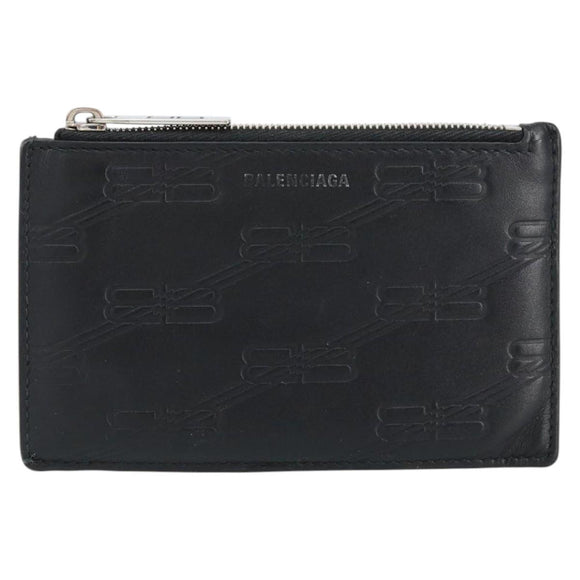 BALENCIAGA Card Case Leather Black 717784 Auth 146092