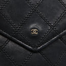 CHANEL Bicolore Wallet Lamb Skin Black CC Auth 146093-13