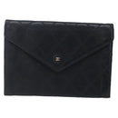 CHANEL Bicolore Wallet Lamb Skin Black CC Auth 146093-2