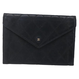 CHANEL Bicolore Wallet Lamb Skin Black CC Auth 146093 - 0