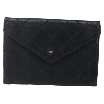 CHANEL Bicolore Wallet Lamb Skin Black CC Auth 146093 - 0