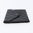 CHANEL Bicolore Wallet Lamb Skin Black CC Auth 146093-4