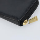 CHANEL Long Wallet Caviar Skin Black Gold CC Auth 146094-15
