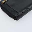 CHANEL Long Wallet Caviar Skin Black Gold CC Auth 146094-16