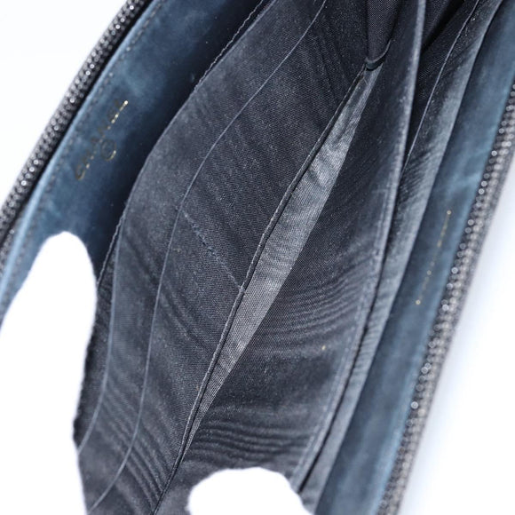 CHANEL Long Wallet Caviar Skin Black Gold CC Auth 146094