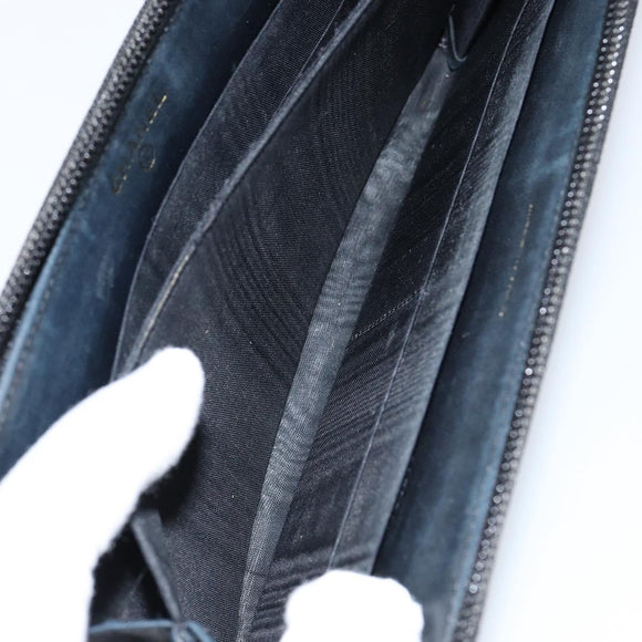 CHANEL Long Wallet Caviar Skin Black Gold CC Auth 146094