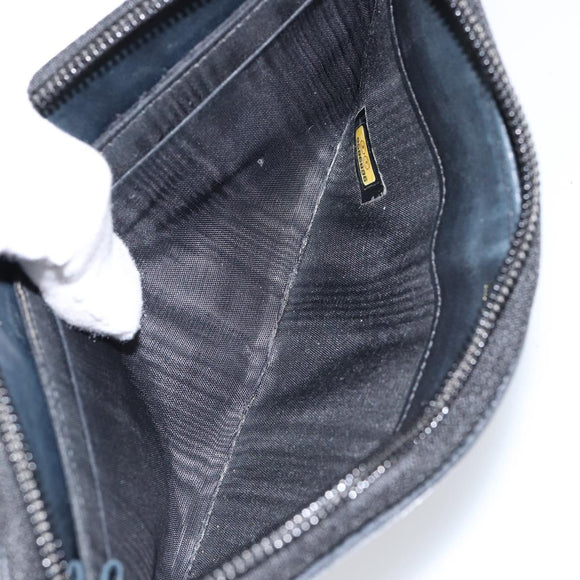 CHANEL Long Wallet Caviar Skin Black Gold CC Auth 146094