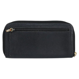 CHANEL Long Wallet Caviar Skin Black Gold CC Auth 146094 - 0