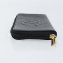 CHANEL Long Wallet Caviar Skin Black Gold CC Auth 146094-4
