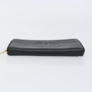 CHANEL Long Wallet Caviar Skin Black Gold CC Auth 146094-6