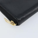 CHANEL Long Wallet Caviar Skin Black Gold CC Auth 146094-14