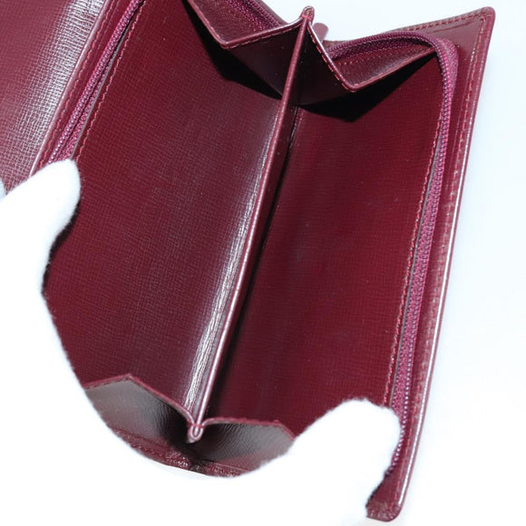 CARTIER Wallet Leather 3 Set Bordeaux Auth 146096