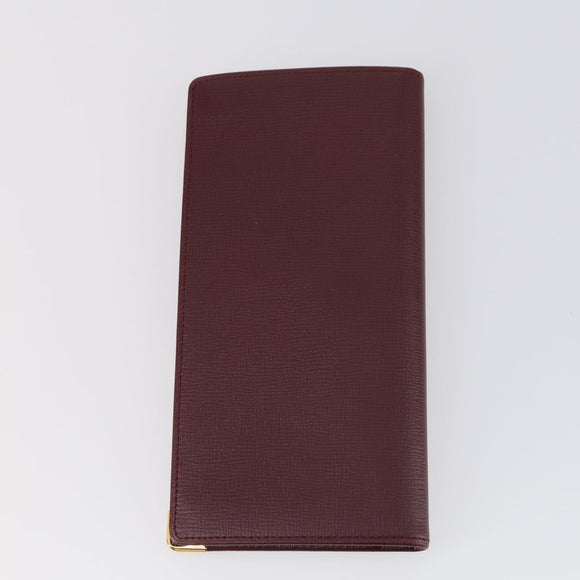 CARTIER Wallet Leather 3 Set Bordeaux Auth 146096