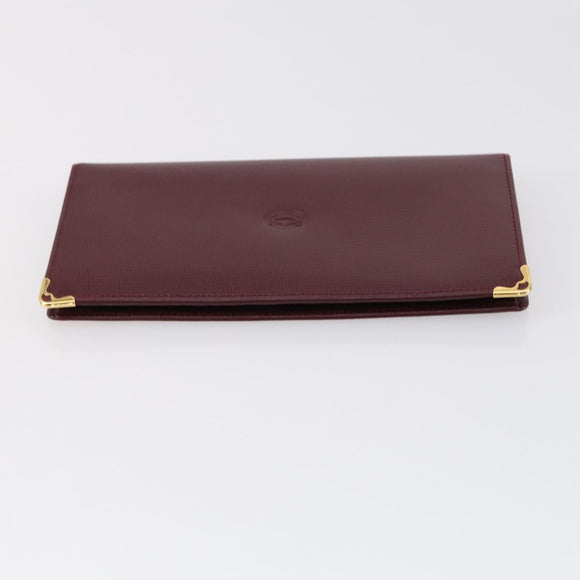 CARTIER Wallet Leather 3 Set Bordeaux Auth 146096