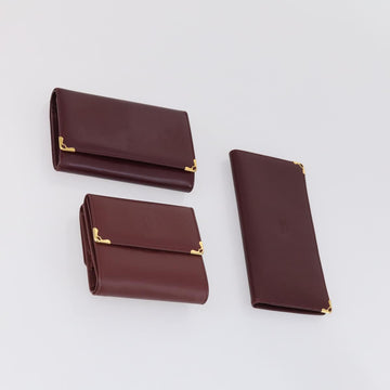 CARTIER Wallet Leather 3 Set Bordeaux Auth 146096 - 0