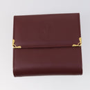 CARTIER Wallet Leather 3 Set Bordeaux Auth 146096-3