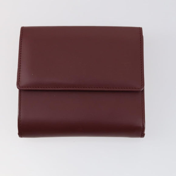 CARTIER Wallet Leather 3 Set Bordeaux Auth 146096