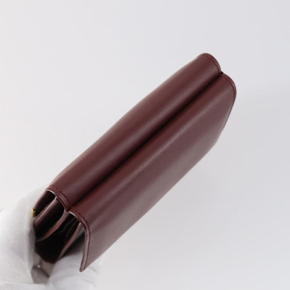 CARTIER Wallet Leather 3 Set Bordeaux Auth 146096