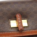CELINE Macadam Canvas Hand Bag PVC Leather 2way Brown Gold Auth 146100-20