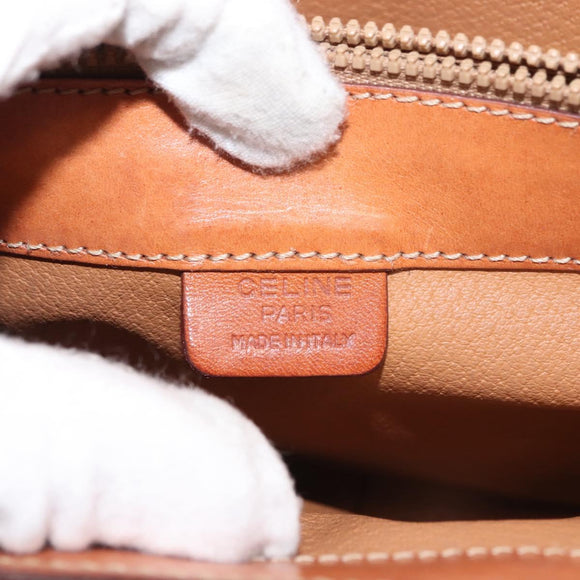 CELINE Macadam Canvas Hand Bag PVC Leather 2way Brown Gold Auth 146100