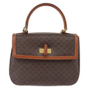 CELINE Macadam Canvas Hand Bag PVC Leather 2way Brown Gold Auth 146100-13