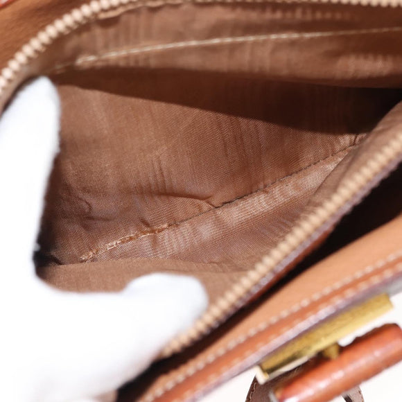 CELINE Macadam Canvas Hand Bag PVC Leather 2way Brown Gold Auth 146100