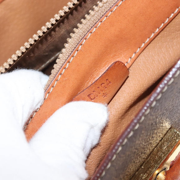 CELINE Macadam Canvas Hand Bag PVC Leather 2way Brown Gold Auth 146100