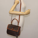 CELINE Macadam Canvas Hand Bag PVC Leather 2way Brown Gold Auth 146100-28