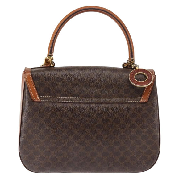 CELINE Macadam Canvas Hand Bag PVC Leather 2way Brown Gold Auth 146100