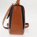 CELINE Macadam Canvas Hand Bag PVC Leather 2way Brown Gold Auth 146100-3