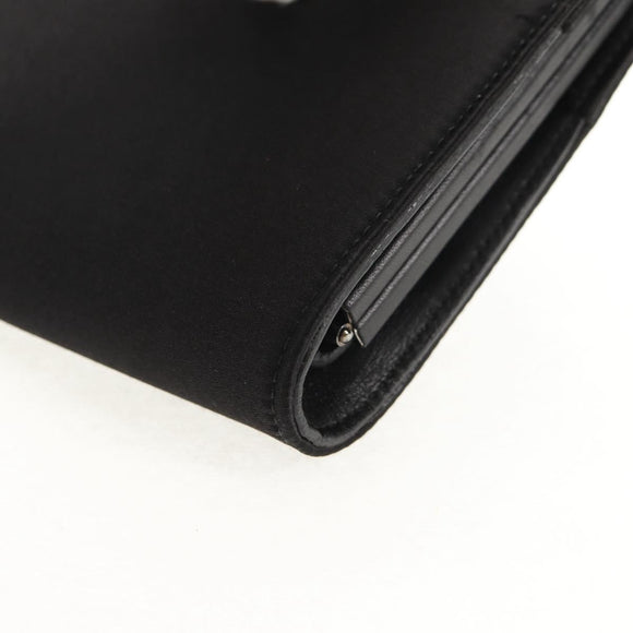 Salvatore Ferragamo Gancini Clutch Bag Satin Black Silver Auth 146102V