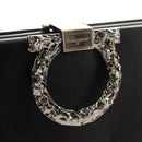 Salvatore Ferragamo Gancini Clutch Bag Satin Black Silver Auth 146102V-8