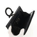 Salvatore Ferragamo Gancini Clutch Bag Satin Black Silver Auth 146102V-9