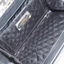 Salvatore Ferragamo Gancini Clutch Bag Satin Black Silver Auth 146102V-10