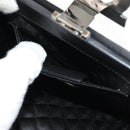 Salvatore Ferragamo Gancini Clutch Bag Satin Black Silver Auth 146102V-19