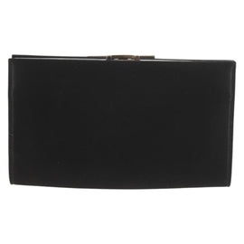 Salvatore Ferragamo Gancini Clutch Bag Satin Black Silver Auth 146102V - 0
