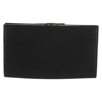Salvatore Ferragamo Gancini Clutch Bag Satin Black Silver Auth 146102V - 0