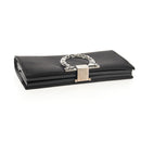 Salvatore Ferragamo Gancini Clutch Bag Satin Black Silver Auth 146102V-5